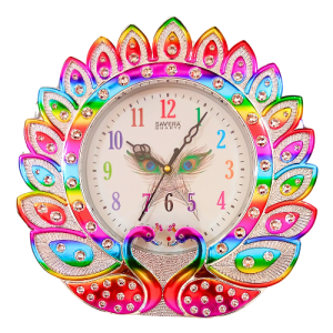 Colorful Peacock Feather Wall Clock