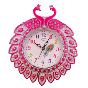 Colorful Peacock Feather Wall Clock